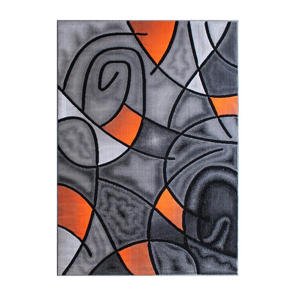 Jubilee Collection 8 x 10 Orange Abstract Area Rug Olefin Rug with Jute Backing Living Room Bedroom Family Room