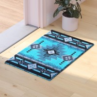 Mohave Collection 2 x 3 Turquoise Traditional Southwestern Style Area Rug Olefin Fibers with Jute Backing