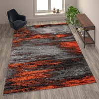 Rylan Collection 8 x 10 Orange Scraped Design Area Rug Olefin Rug with Jute Backing Living Room Bedroom Entryway