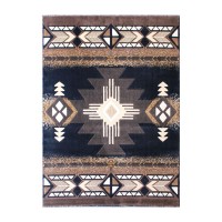 Mohave Collection 8' X 10' Black Traditional Southwestern Style Area Rug - Olefin Fibers With Jute Backing