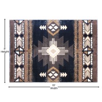 Mohave Collection 8' X 10' Black Traditional Southwestern Style Area Rug - Olefin Fibers With Jute Backing