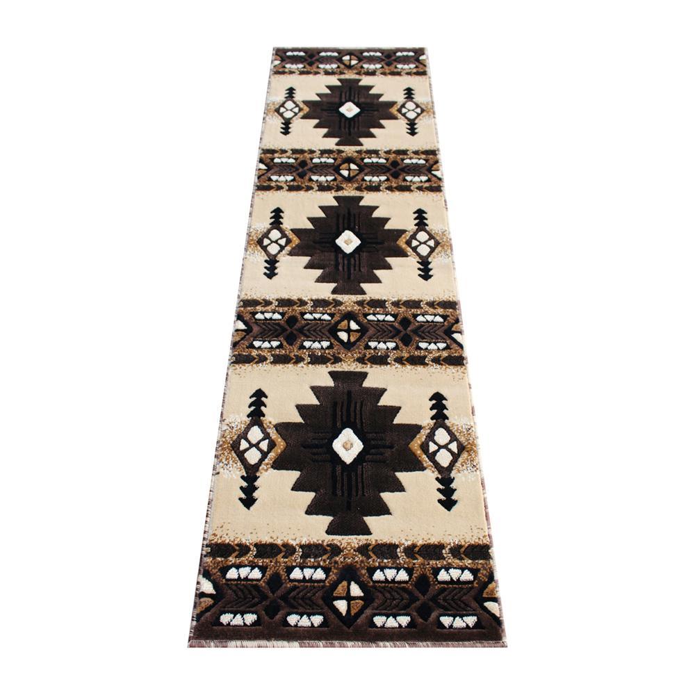 Mohave Collection 2 x 7 Brown Traditional Southwestern Style Area Rug Olefin Fibers with Jute Backing