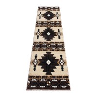 Mohave Collection 2 x 7 Brown Traditional Southwestern Style Area Rug Olefin Fibers with Jute Backing