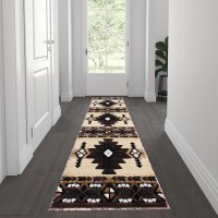 Mohave Collection 2 x 7 Brown Traditional Southwestern Style Area Rug Olefin Fibers with Jute Backing