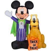 Gemmy Airblown Inflatable Vampire Mickey Mouse And Pluto  5 Ft Tall  Purple