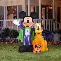 Gemmy Airblown Inflatable Vampire Mickey Mouse And Pluto  5 Ft Tall  Purple