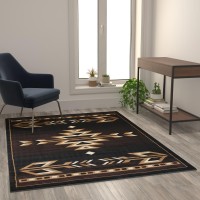 Amado Collection Southwestern 5 x 7 Brown Area Rug Olefin Accent Rug with Jute Backing Living Room Bedroom Entryway