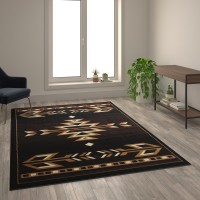 Amado Collection Southwestern 6 x 9 Brown Area Rug Olefin Accent Rug with Jute Backing Living Room Bedroom Entryway