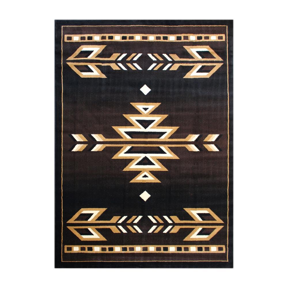 Amado Collection Southwestern 4 x 5 Brown Area Rug Olefin Accent Rug with Jute Backing Living Room Bedroom Entryway