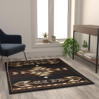 Amado Collection Southwestern 4 x 5 Brown Area Rug Olefin Accent Rug with Jute Backing Living Room Bedroom Entryway