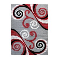 Valli Collection 6 x 9 Red Abstract Area Rug Olefin Rug with Jute Backing Hallway Entryway Bedroom Living Room