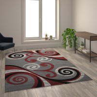 Valli Collection 6 x 9 Red Abstract Area Rug Olefin Rug with Jute Backing Hallway Entryway Bedroom Living Room