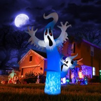 Lyhope 8Ft Inflatable Ghost Lights Blow Up Halloween Decorations Skeleton Ghost Halloween Lights With Red Eyes For Indoor Outdo