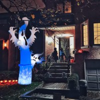 Lyhope 8Ft Inflatable Ghost Lights Blow Up Halloween Decorations Skeleton Ghost Halloween Lights With Red Eyes For Indoor Outdo