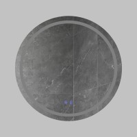 Dunawest 32 X 32 Inch Round Frameless Led Illuminated Bathroom Mirror Touch Button Defogger Metal Frosted Edges Silverd0102