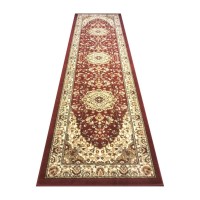 Mersin Collection Persian Style 2 x 7 Burgundy Area Rug Olefin Rug with Jute Backing Hallway Entryway Bedroom Living Ro