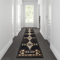 Amado Collection Southwestern 3 x 10 Brown Area Rug Olefin Accent Rug with Jute Backing Living Room Bedroom Entryway