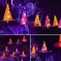 Waterglide Halloween Decorations 8 Pcs Lighted Hanging Witch Hats Remote Control With 8 Modes Light Up 14 Ft Halloween String L