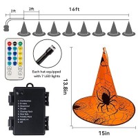 Waterglide Halloween Decorations 8 Pcs Lighted Hanging Witch Hats Remote Control With 8 Modes Light Up 14 Ft Halloween String L