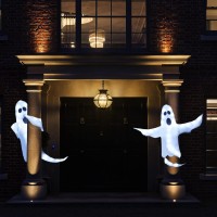 Ccinee Peek A Boo Hanging Ghost With White Lights 50 X 53 Prelit Large Spooky Outdoor Tree Wrap Ghost Decoration For Hallowe