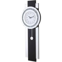 Acme Noralie Wall Clock In Black Mirrored & Faux Diamonds