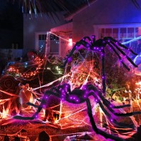 Vomaok Halloween Spider Decorations 4Ft Light Up Giant Spider2 Pack For Indoor Outdoor Halloween Decorations Yard Party House