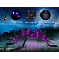 Beiguo 50 Halloween Light Up Spider 2 Pack With 200 Spider Web Scary Giant Halloween Spider For Indoor Outdoor Halloween D