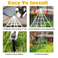 Beiguo 50 Halloween Light Up Spider 2 Pack With 200 Spider Web Scary Giant Halloween Spider For Indoor Outdoor Halloween D