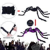 Beiguo 50 Halloween Light Up Spider 2 Pack With 200 Spider Web Scary Giant Halloween Spider For Indoor Outdoor Halloween D