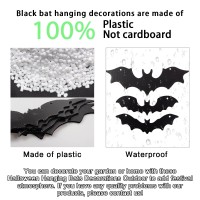 Oumuamua 20Pcs Halloween Hanging Bats Decorations Outdoor Plastic Flying Bats With Glowing Eyes For Front Door Yard Tree Hallo