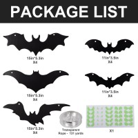 Oumuamua 20Pcs Halloween Hanging Bats Decorations Outdoor Plastic Flying Bats With Glowing Eyes For Front Door Yard Tree Hallo