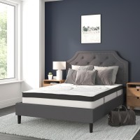 Brighton Full Size Tufted Upholstered Platform Bed in Dark Gray Fabric with 10 Inch CertiPURUS Certified Pocket Spring Mattress