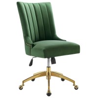Modway Empower Channel Tufted Performance Velvet Office Chair in Gold Emerald