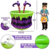 Turnmeon 200+ Cans Super Capacity Halloween Witch Legs Inflatable Cooler Cauldron Drink Cooler  40