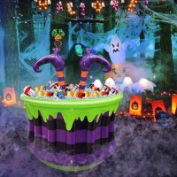 Turnmeon 200+ Cans Super Capacity Halloween Witch Legs Inflatable Cooler Cauldron Drink Cooler  40