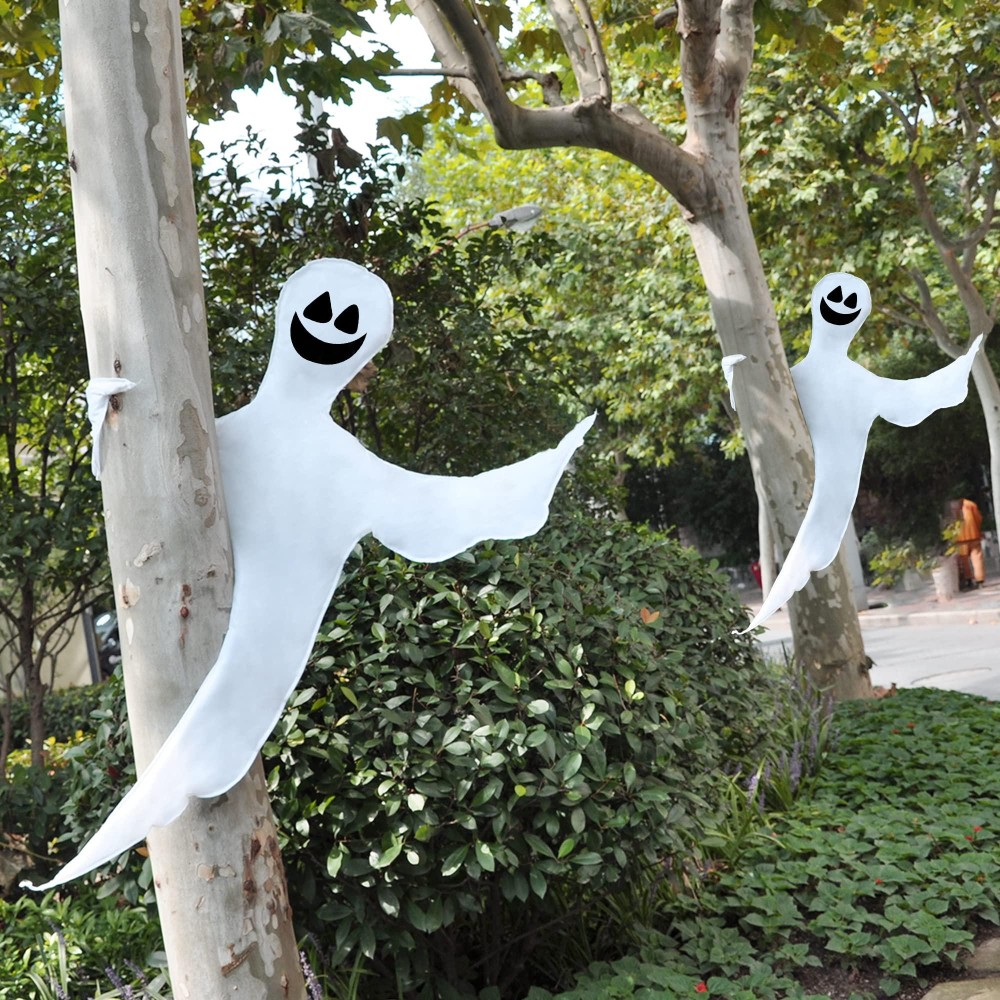 Joyin Halloween 2 Pcs 53 Tree Wrap Ghost Decoration Smiling Ghost Design Decorations For Halloween Outdoor Lawn Tree Decor