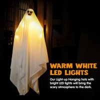 Joyin 2 Pcs Halloween Decorations Outdoor Lights Hanging Ghost With Yellow Led 354 Halloween Light Up White Hanging Flying G