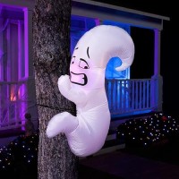 Joiedomi 4 Ft Halloween Inflatables Ghost Outdoor Decorations Blow Up Halloween Yard Decorations Hugging Tree Halloween Ghost