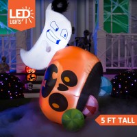 Joiedomi 5 Ft Tall Halloween Inflatable Outdoor Decoration Halloween Blow Ups Cute Ghost Ghosts Halloween Decorations Blow Up