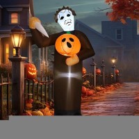 Comin Halloween Inflatable 6Ft Scary Pumpkin Killer With Built-In Leds Blow Up Yard Decoration For Holiday Party Indoor  Outdoor  Yard  Garden  Lawn