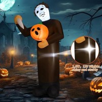 Comin Halloween Inflatable 6Ft Scary Pumpkin Killer With Built-In Leds Blow Up Yard Decoration For Holiday Party Indoor  Outdoor  Yard  Garden  Lawn