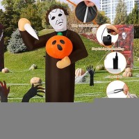 Comin Halloween Inflatable 6Ft Scary Pumpkin Killer With Built-In Leds Blow Up Yard Decoration For Holiday Party Indoor  Outdoor  Yard  Garden  Lawn