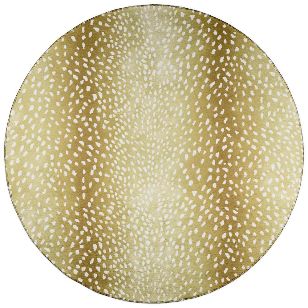 IndoorOutdoor Mali ML3 Gold Washable 4 x 4 Round Rug