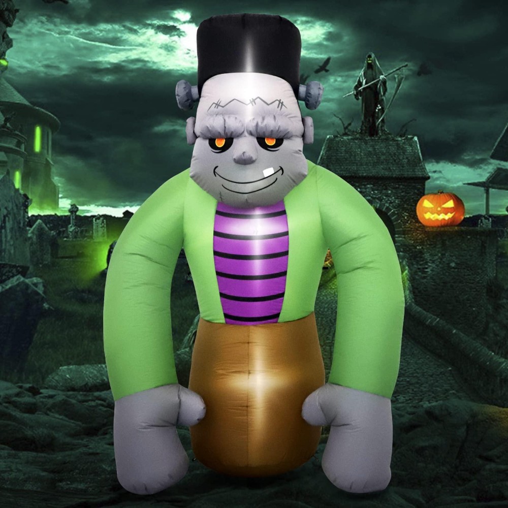 Shdejtg 8Ft Tall Halloween Inflatable Frankenstein Inflatable Yard Decoration With Buildin Leds Blow Up Inflatables For Hallowe