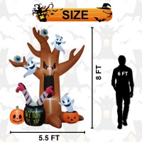 8 Ft Halloween Inflatables Outdoor Decorations Outdoor Spooky Halloween Tree With Blow Up Ghosts Eyeballs Pumpkins Cauldron