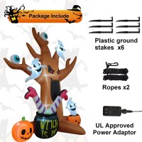 8 Ft Halloween Inflatables Outdoor Decorations Outdoor Spooky Halloween Tree With Blow Up Ghosts Eyeballs Pumpkins Cauldron