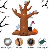 8 Ft Halloween Inflatables Outdoor Decorations Outdoor Spooky Halloween Tree With Blow Up Ghosts Eyeballs Pumpkins Cauldron