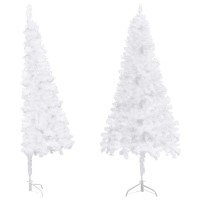 vidaXL 6 ft White Corner Artificial Christmas Tree PVC Economical Lifelike SpaceSaving with Steel Stand