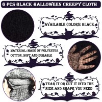 Zeedix 6 Pack Black Halloween Creepy Cloth 30 X 75 Inch Halloween Decoration Spooky Scary Gauze Cloth Black Cheesecloth For Hall