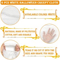 Zeedix 6 Pack Halloween Creepy Cloth 30 X 75 Inches Halloween Decoration Spooky Scary Gauze Cloth White Cheesecloth For Hallowee